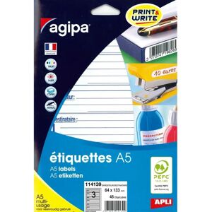 Agipa Etichette di Spedizione - 48 Autoadesive, Formato A5, Compatibili con Stampanti Inkjet e Laser Agipa Etichette di Spedizione - 48 Autoadesive, Formato A5, Compatibili con Stampanti Inkjet e Laser
