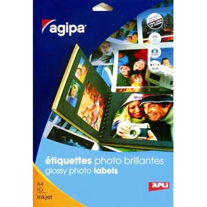 Agipa 210x297mm White Glossy Photo Labels - 10 Sheets Agipa 210x297mm White Glossy Photo Labels - 10 Sheets