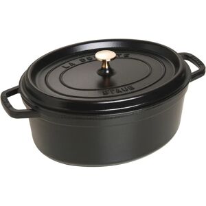Staub Cast Iron Roaster - 37cm Oval Black 8L Cocotte Staub Cast Iron Roaster - 37cm Oval Black 8L Cocotte