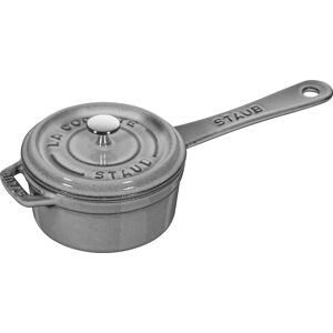 STAUB Gray 10cm Sauce Pan - Cast Iron Enamel Small Pot STAUB Gray 10cm Sauce Pan - Cast Iron Enamel Small Pot