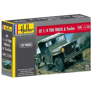 Maquette Heller Jeep Willis+Trailer - 1/35 Modèle Militaire Maquette Heller Jeep Willis+Trailer - 1/35 Modèle Militaire