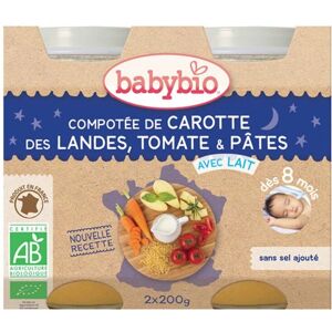Babybio Repas du soir - Carotte, tomate et pâtes (2x200g) - Publicité Babybio Repas du soir - Carotte, tomate et pâtes (2x200g) - Publicité