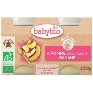 Babybio Fruits - Pomme, banane (2x130g) - Publicité Babybio Fruits - Pomme, banane (2x130g) - Publicité