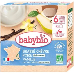 Babybio Bio dětské jídlo kozí mléko hruška vanilka - 4 x 85g Babybio Bio dětské jídlo kozí mléko hruška vanilka - 4 x 85g