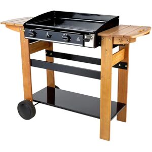 SOMAGIC Parrilla a gas con carrito de madera - 2 quemadores, 6kW - Cocina exterior SOMAGIC Parrilla a gas con carrito de madera - 2 quemadores, 6kW - Cocina exterior