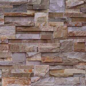 Muriva Wallpaper - Realistic 3D Slate Brown Orange 10m x 0.53m Muriva Wallpaper - Realistic 3D Slate Brown Orange 10m x 0.53m