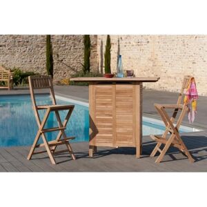 Chaise de bar pliante en teck - GARDENA - Publicité Chaise de bar pliante en teck - GARDENA - Publicité
