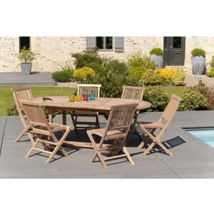 Ensemble de jardin NADUVI - Table ovale extensible et 6 chaises en teck - Publicité Ensemble de jardin NADUVI - Table ovale extensible et 6 chaises en teck - Publicité