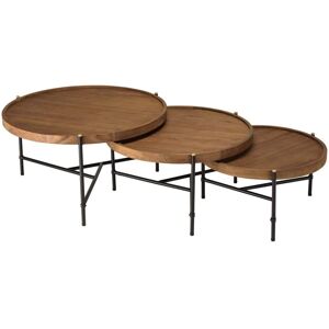 APPOLINE - Set de 3 Tables Basses Rondes en Teck Recyclé - Publicité APPOLINE - Set de 3 Tables Basses Rondes en Teck Recyclé - Publicité
