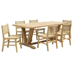 EVE - Table de jardin 220x100 cm + 6 chaises 50x60 cm rotin - Publicité EVE - Table de jardin 220x100 cm + 6 chaises 50x60 cm rotin - Publicité