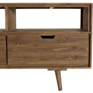 MACABANE Andrew - Mueble de TV de madera marrón escandinavo - 3 cajones 3 nichos MACABANE Andrew - Mueble de TV de madera marrón escandinavo - 3 cajones 3 nichos