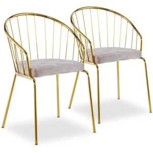 Ensemble de 2 Chaises Velours Taupe Menzzo - Moderne Intérieur - Publicité Ensemble de 2 Chaises Velours Taupe Menzzo - Moderne Intérieur - Publicité