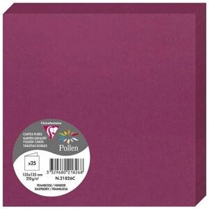 Clairefontaine Pollen Kort 135x135mm 210g/m² - Hallon - Paket av 25 Clairefontaine Pollen Kort 135x135mm 210g/m² - Hallon - Paket av 25