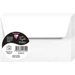 Clairefontaine 5431C - Enveloppes, 20 pcs, Blanc, 90x140mm - Enveloppes Clairefontaine 5431C - Enveloppes, 20 pcs, Blanc, 90x140mm - Enveloppes