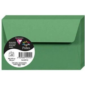 Clairefontaine Enveloppes Pack 20 Pollen 90x140mm 120g/m2 - Vert sapin - Lot de 4 Clairefontaine Enveloppes Pack 20 Pollen 90x140mm 120g/m2 - Vert sapin - Lot de 4