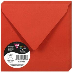 Enveloppes Clairefontaine - 140x140mm 120g/m2 - Rouge corail - Pack de 20 Enveloppes Clairefontaine - 140x140mm 120g/m2 - Rouge corail - Pack de 20