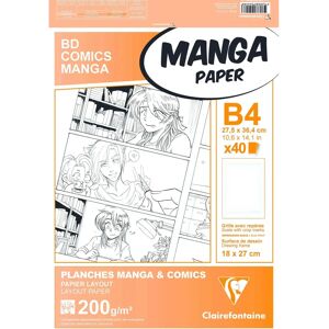 Clairefontaine Art Paper Pad - 40 Sheets - B4 - White - For Manga & Comics Clairefontaine Art Paper Pad - 40 Sheets - B4 - White - For Manga & Comics