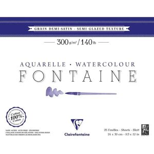 Clairefontaine Professional Watercolor Paper Block - 24x30cm, 25 Sheets, 300g, White Clairefontaine Professional Watercolor Paper Block - 24x30cm, 25 Sheets, 300g, White