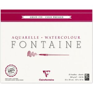 Clairefontaine Model 96414C White Fine Grain Watercolor Paper Block - Watercolor Paper Clairefontaine Model 96414C White Fine Grain Watercolor Paper Block - Watercolor Paper
