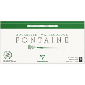 Clairefontaine 20x40cm Watercolor Paper - 15 Sheets, 300g, White Clairefontaine 20x40cm Watercolor Paper - 15 Sheets, 300g, White