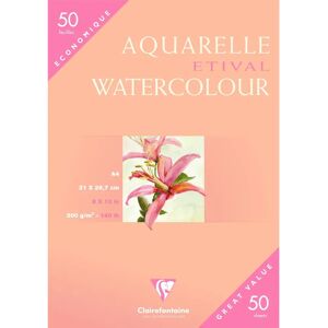 Clairefontaine 96469c Art Paper - Watercolor, 50 Sheets, A4, White Clairefontaine 96469c Art Paper - Watercolor, 50 Sheets, A4, White