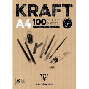 Clairefontaine Kraft Block - 100 Blatt, A4, 90g, Braun Clairefontaine Kraft Block - 100 Blatt, A4, 90g, Braun