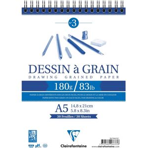 Clairefontaine 96633C Spiral-Zeichenblock - Kunstpapier 30 Blatt A5 Clairefontaine 96633C Spiral-Zeichenblock - Kunstpapier 30 Blatt A5