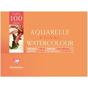 Blocco di carta artistica Clairefontaine - 100 fogli - Grana fine - Senza acidi - Acquerello Blocco di carta artistica Clairefontaine - 100 fogli - Grana fine - Senza acidi - Acquerello
