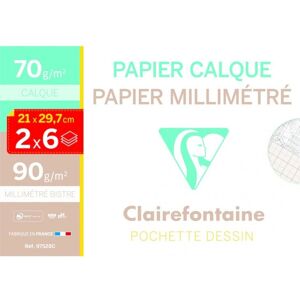 Papier calque Clairefontaine 97528C - A4, 12 Feuilles, Transparent & Grille - Publicité Papier calque Clairefontaine 97528C - A4, 12 Feuilles, Transparent & Grille - Publicité