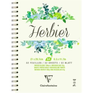 Clairefontaine Herbarium Spiral Notebook - A4 32 Sheets - White Clairefontaine Herbarium Spiral Notebook - A4 32 Sheets - White
