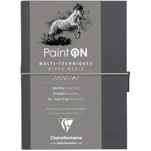 Clairefontaine Gray Paint'ON Notebook - Thick 100% Cellulose - Multi-technique - Soft Cover - A5 Clairefontaine Gray Paint'ON Notebook - Thick 100% Cellulose - Multi-technique - Soft Cover - A5