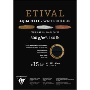 Clairefontaine Etival Noir 15F A3 300g Double Grain - Black - Pack of 5 - Paper Block Clairefontaine Etival Noir 15F A3 300g Double Grain - Black - Pack of 5 - Paper Block