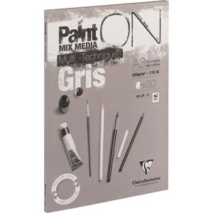 Clairefontaine 975810C Art Paper - Multi Techniques Grey - 30 Sheets Clairefontaine 975810C Art Paper - Multi Techniques Grey - 30 Sheets