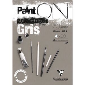 Clairefontaine 975810C Art Paper - Multi Techniques Grey - 30 Sheets Clairefontaine 975810C Art Paper - Multi Techniques Grey - 30 Sheets