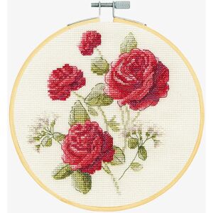DMC Cross Stitch Kit - Roses - 18cm Hoops - Embroidery Set DMC Cross Stitch Kit - Roses - 18cm Hoops - Embroidery Set