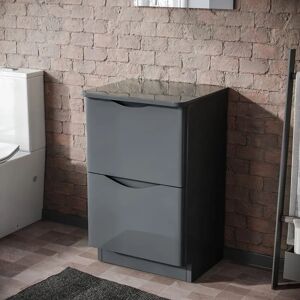 NES Home Merton Lyndon Grey 2 Drawer Vanity Unit - Bathroom NES Home Merton Lyndon Grey 2 Drawer Vanity Unit - Bathroom
