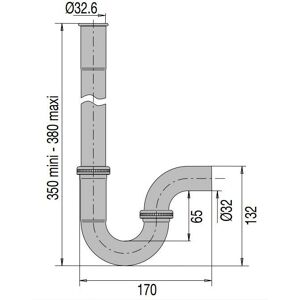 Sifón Valentin con salida horizontal - Sifón - Latón - 32mm Sifón Valentin con salida horizontal - Sifón - Latón - 32mm