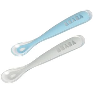 BEABA Baby Siliconen Lepelset - Blauw Grijs - Baby Lepelset BEABA Baby Siliconen Lepelset - Blauw Grijs - Baby Lepelset