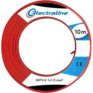 KABLAR H07V-U Installation Cable - 10m, 1.5mm², Red - Installation Cable KABLAR H07V-U Installation Cable - 10m, 1.5mm², Red - Installation Cable