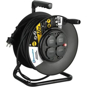 Electraline 20868129D - Cordon d'extension - 40m Noir avec 4 prises - IP44 Electraline 20868129D - Cordon d'extension - 40m Noir avec 4 prises - IP44