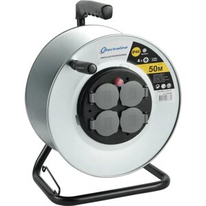 Electraline 208686 Enrouleur de câble électrique en métal - 4 Prises IP44 Electraline 208686 Enrouleur de câble électrique en métal - 4 Prises IP44