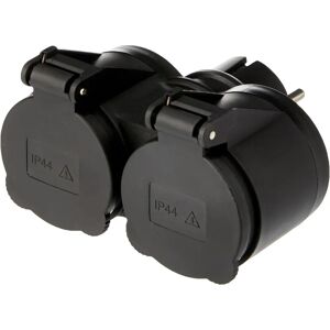 ELECTRALINE 55074 Zewnętrzny adapter zasilania - Wodoodporny, 2 gniazda Schuko - Czarny ELECTRALINE 55074 Zewnętrzny adapter zasilania - Wodoodporny, 2 gniazda Schuko - Czarny