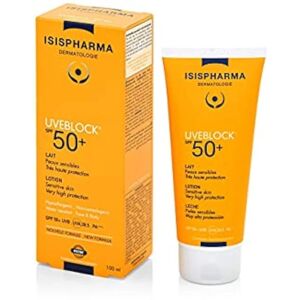 Isispharma Uveblock Lait SPF50+ - Protection solaire à large spectre - Publicité Isispharma Uveblock Lait SPF50+ - Protection solaire à large spectre - Publicité
