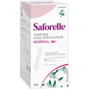 Saforelle 16 Tampons Normaux - Coton Bio avec Applicateur - Hygiène & Soins - Publicité Saforelle 16 Tampons Normaux - Coton Bio avec Applicateur - Hygiène & Soins - Publicité