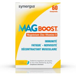 Synergia MagBoost - Magnésium, Taurine & Vitamines - 60 Comprimés - Publicité Synergia MagBoost - Magnésium, Taurine & Vitamines - 60 Comprimés - Publicité