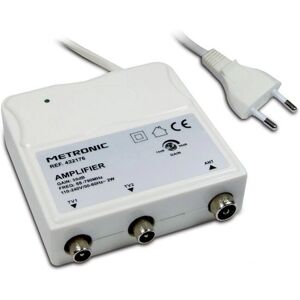 Metronic Indoor Amplifier - FM/VHF/UHF, 30dB Gain, 4G Filter Metronic Indoor Amplifier - FM/VHF/UHF, 30dB Gain, 4G Filter