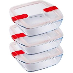 Pyrex Cook & Heat Set of 3 Square Glass Food Containers Pyrex Cook & Heat Set of 3 Square Glass Food Containers