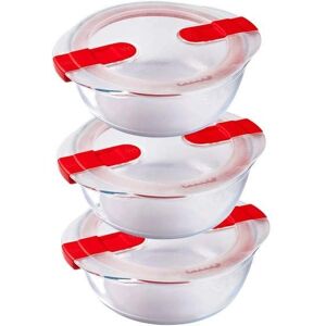 Pyrex Brand Cook & Heat Set of 3 Glass Food Containers - 1.1L Pyrex Brand Cook & Heat Set of 3 Glass Food Containers - 1.1L