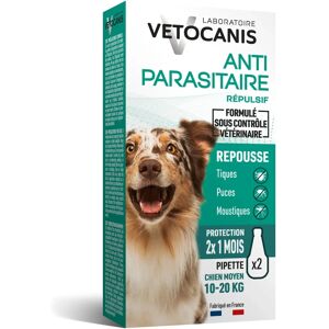 VETOCANIS 2 Pipettes anti-puces et anti-tiques - Pour chien 10-20 kg - 2x 1 mois protection - Publicité VETOCANIS 2 Pipettes anti-puces et anti-tiques - Pour chien 10-20 kg - 2x 1 mois protection - Publicité