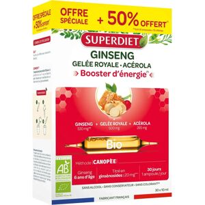 Superdiet Ginseng Gelée Royale Acérola Bio 30 Ampoules - Complément Alimentaire - Publicité Superdiet Ginseng Gelée Royale Acérola Bio 30 Ampoules - Complément Alimentaire - Publicité